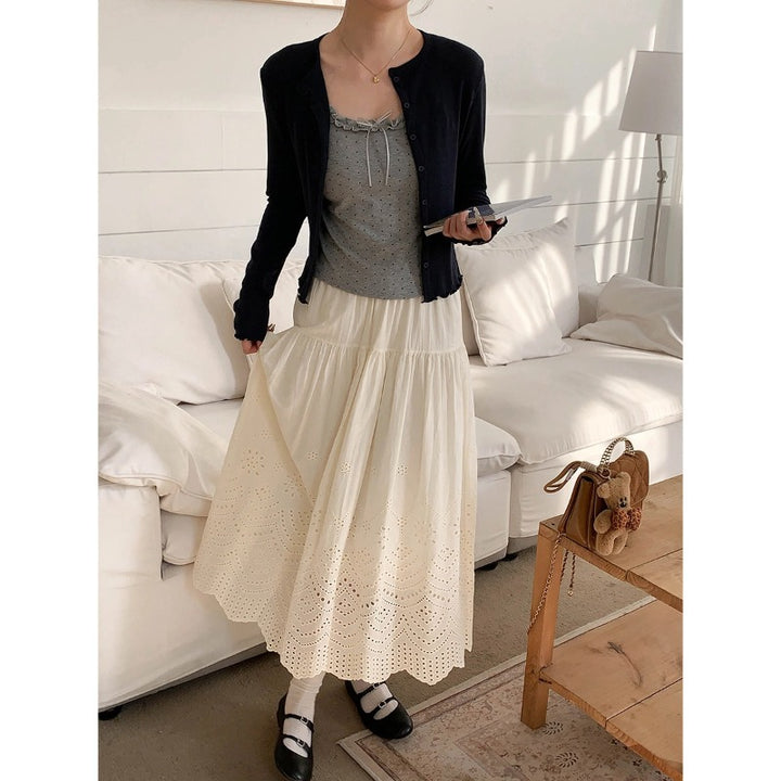 Damen elegante Strickjacke mit feinen Knopfdetails Drune