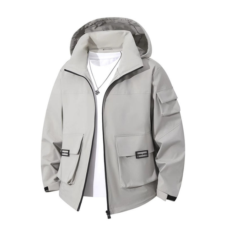 Herren Technische Utility-Kapuzenjacke mit Mehrfach-Pattentaschen und windabweisendem Softshell Drune