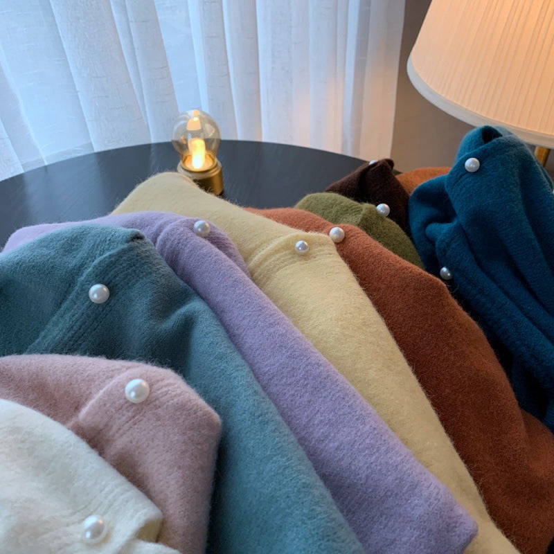 Damen Strickjacke mit edlen Perlenknöpfen und modernem Design Drune