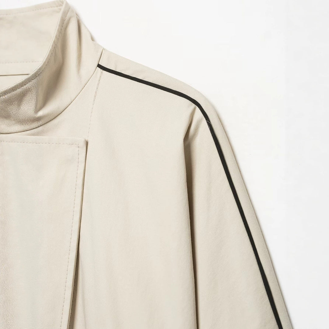 Damen Cropped-Bomberjacke im Boxy‑Schnitt mit Stehkragen, elastischem Saum und Kontrastpaspel Drune
