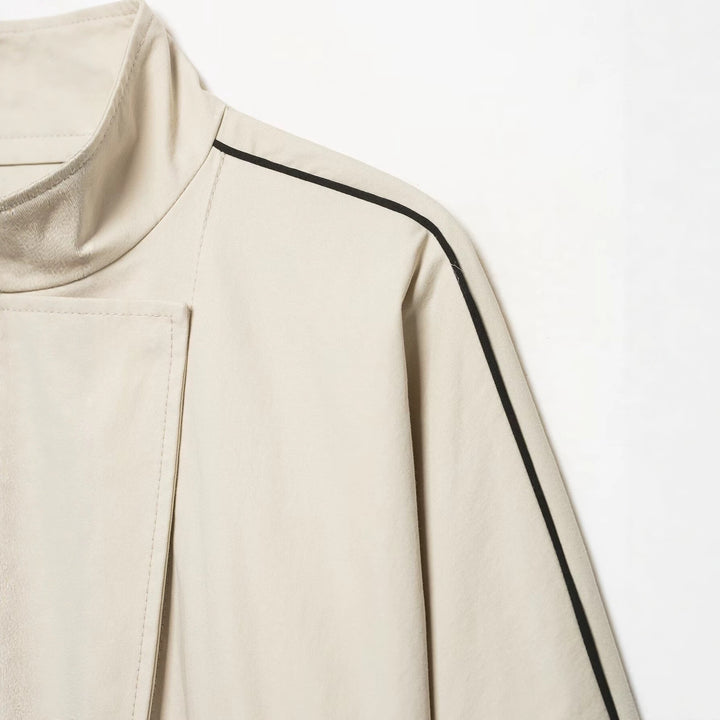 Damen Cropped-Bomberjacke im Boxy‑Schnitt mit Stehkragen, elastischem Saum und Kontrastpaspel Drune