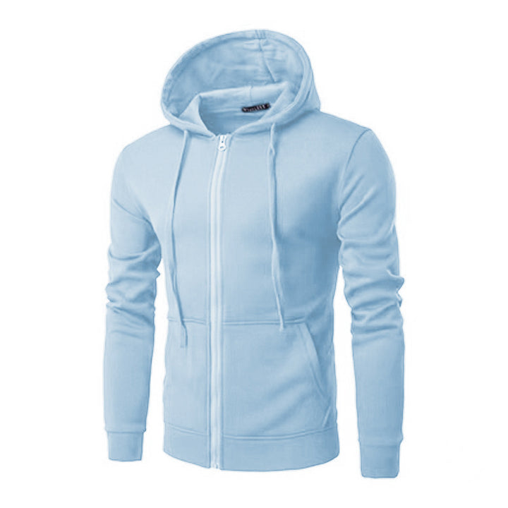 Herren nan Slim-Fit Kapuzensweatjacke mit mittigem Reißverschluss, doppellagiger Kapuze und praktischen Eingrifftaschen Drune