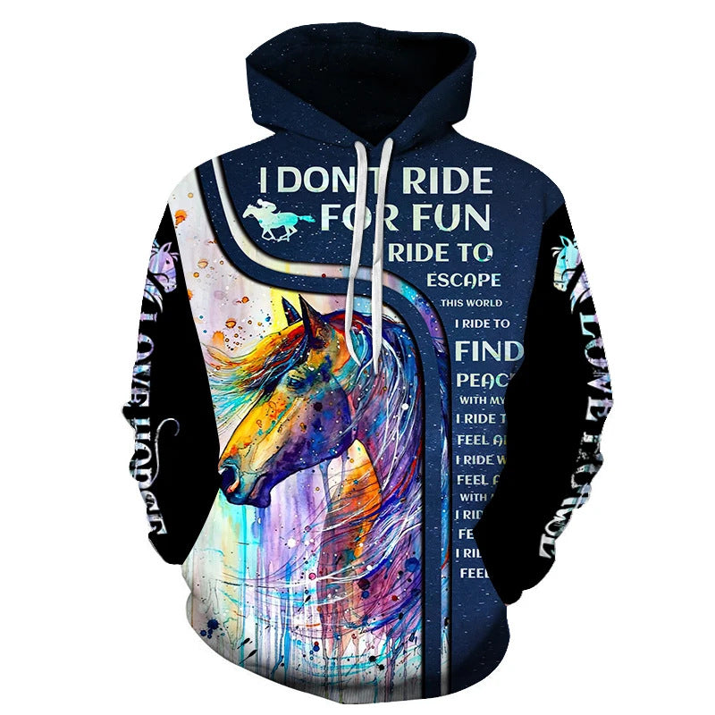 Unisex Kapuzenpullover mit kreativem Wolfsmotiv Drune