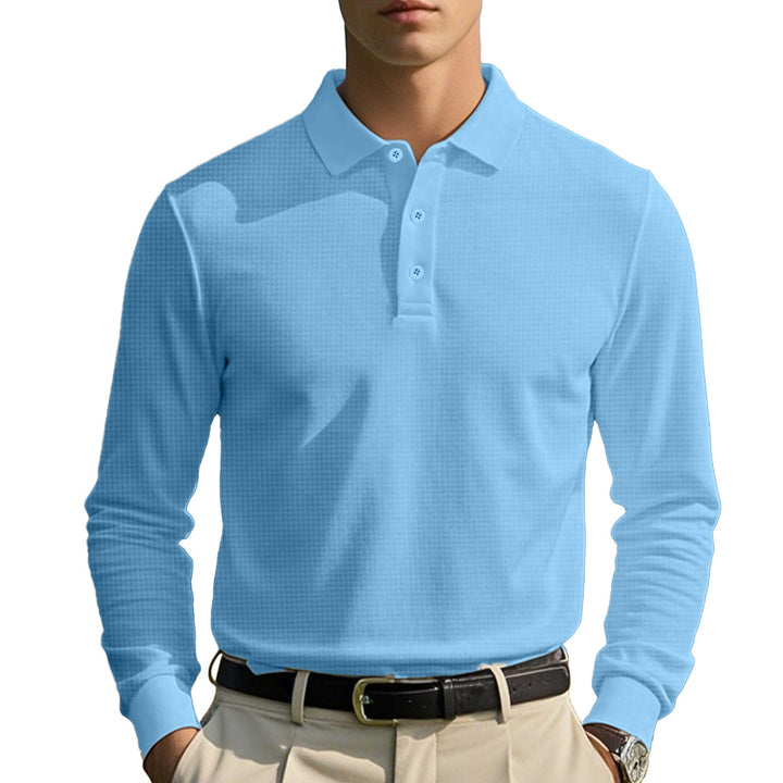 Herren Langarm-Poloshirt aus atmungsaktiver Baumwollmischung Drune