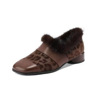 Damen Stilvolle Slipper mit Fellbesatz Drune