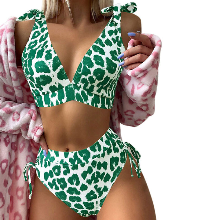 Damen Hoch geschnittenes Bikini-Set mit verspielten Schnürdetails Drune