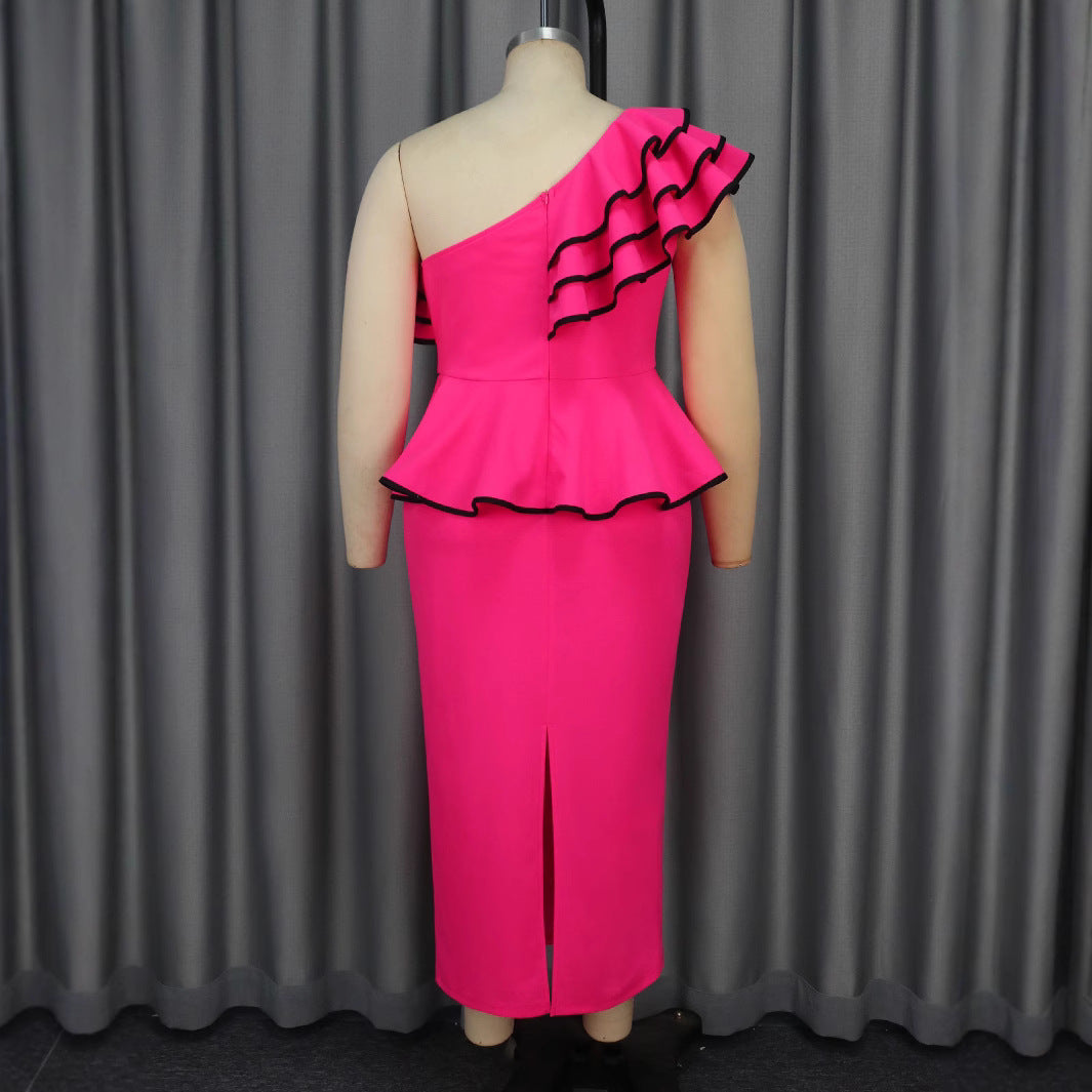 Damen Elegantes Wickelkleid mit Rüschen und transparentem Oberteil Drune