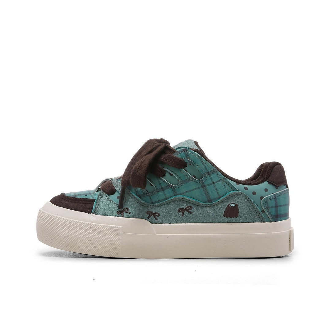 Damen Trendige Freizeitsneaker mit gemütlichem Innenfutter und einzigartigem Karomuster Drune