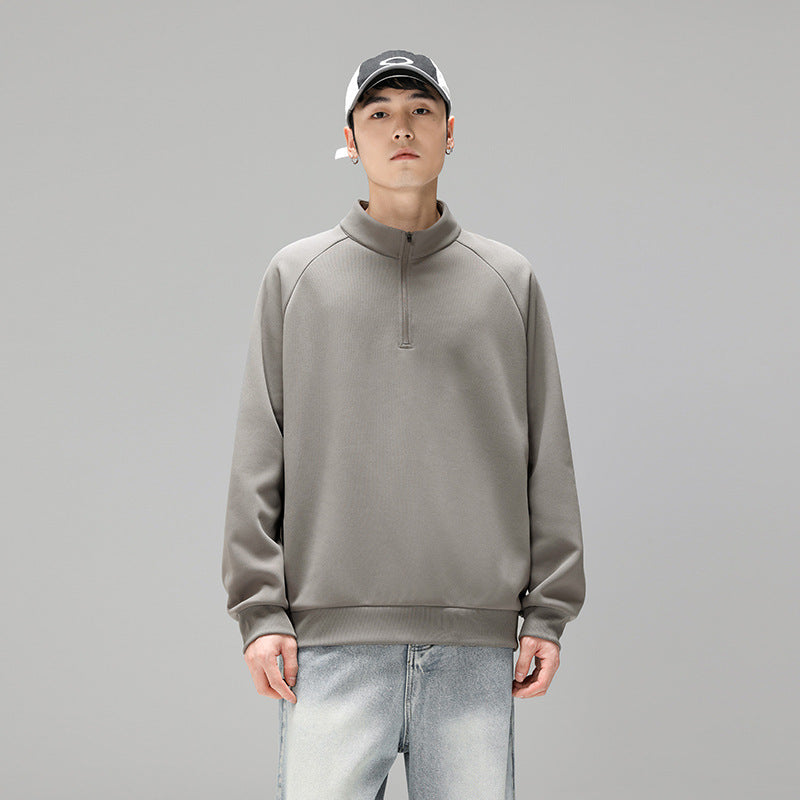 Herren Halbzip‑Sweatshirt mit Stehkragen und kontrastseitigen Einsätzen Drune