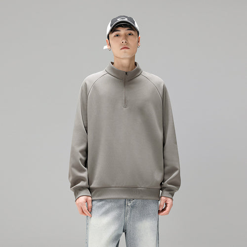 Herren Halbzip‑Sweatshirt mit Stehkragen und kontrastseitigen Einsätzen Drune