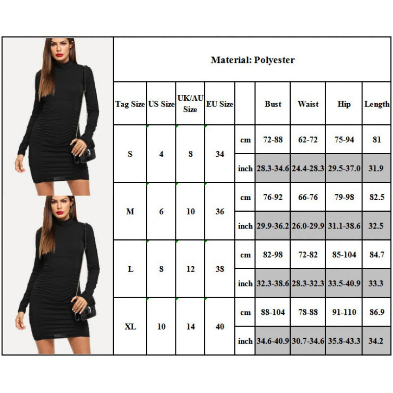 Damen Enganliegendes Stretch‑Minikleid mit Stehkragen und seitlicher Raffung Drune
