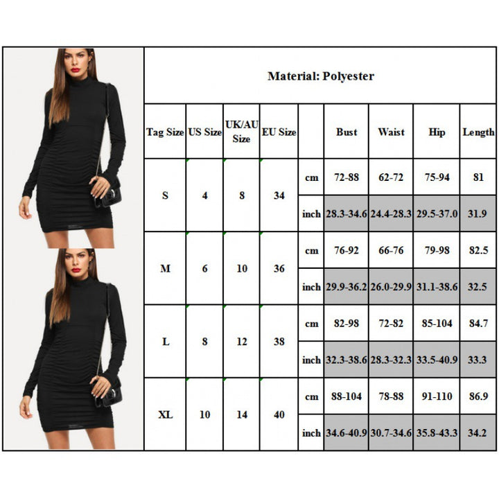Damen Enganliegendes Stretch‑Minikleid mit Stehkragen und seitlicher Raffung Drune