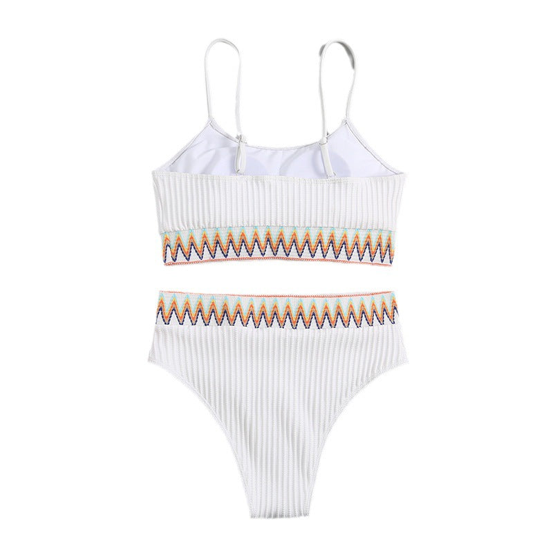 Damen Hoch geschnittener Bikini mit sportlichem Oberteil und kreativem Design Drune