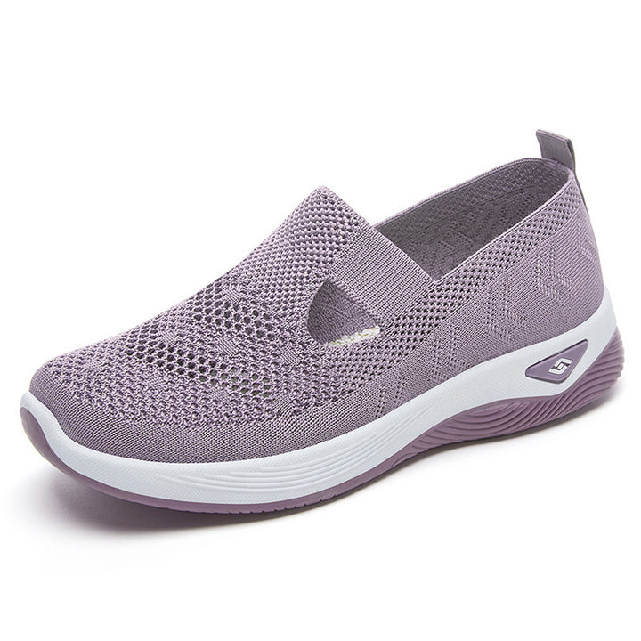Damen nan leichter gestrickter Slipper-Sneaker mit elastischem Mittelriemen und ergonomischer Memory-Komfortsohle Drune