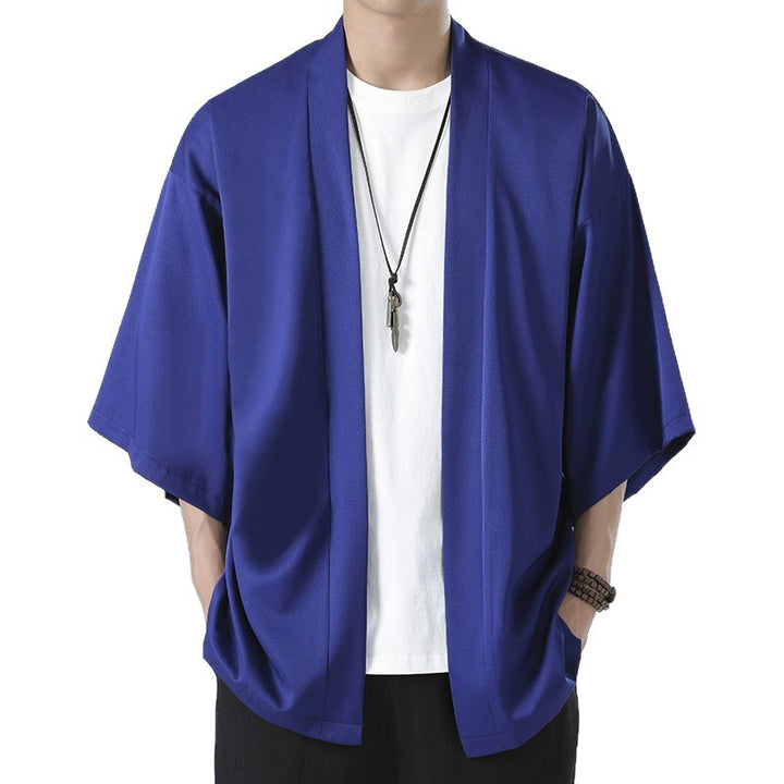 Herren nan kimonoartige Kurzjacke im Oversize-Stil mit offenem Schnitt und weichem Fall Drune