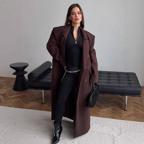 Damen Oversized Wollmantel Drune
