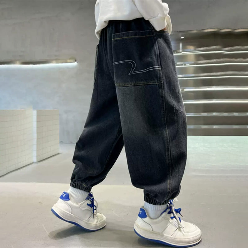 Unisex lässige Baggy-Jeans mit Gummizug Drune