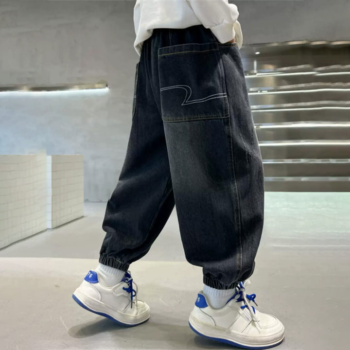 Unisex lässige Baggy-Jeans mit Gummizug Drune