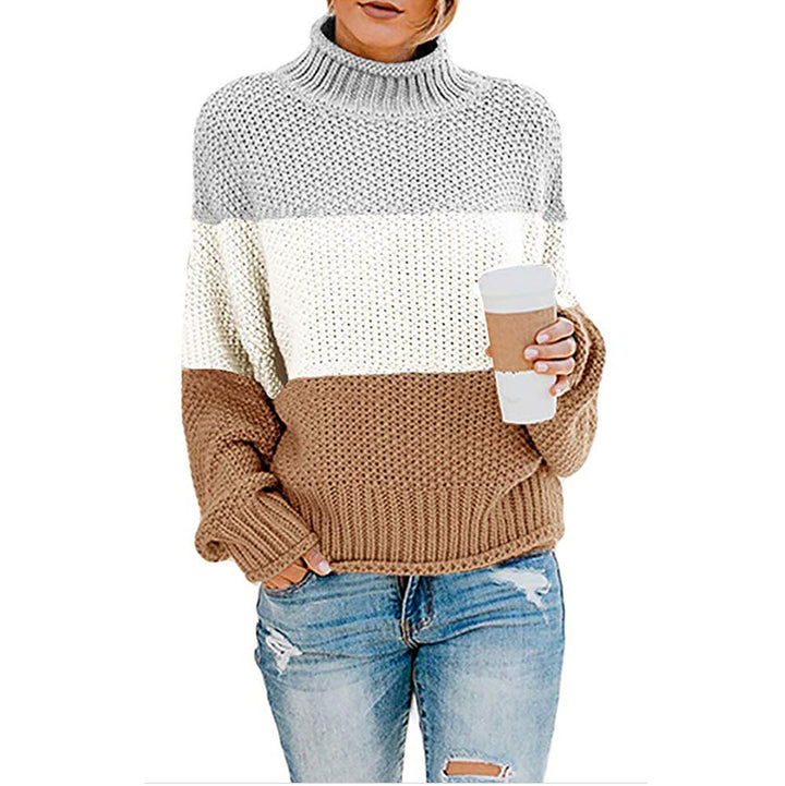 Damen nan grobstrick Rollkragenpullover mit Oversize-Schnitt und Blockstreifen-Optik Drune