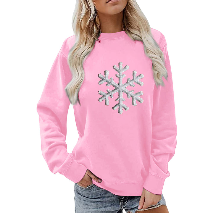 Damen Sweatshirt mit funkelndem Schneeflockenmotiv und lässigem Schnitt Drune