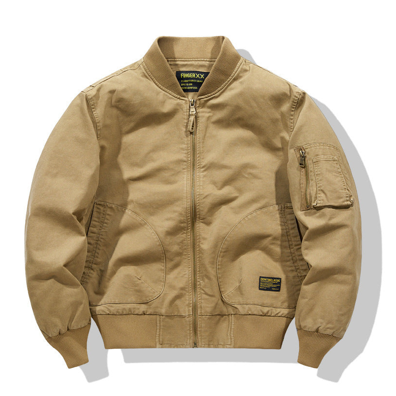 Herren  Heavyweight Baumwoll-Twill Bomberjacke mit gerundeter Tasche und Utility-Ärmeltasche mit Reißverschluss Drune