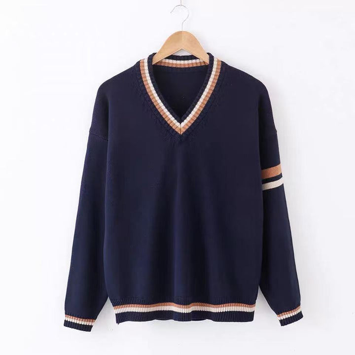 Damen Eleganter V-Ausschnitt Pullover Drune