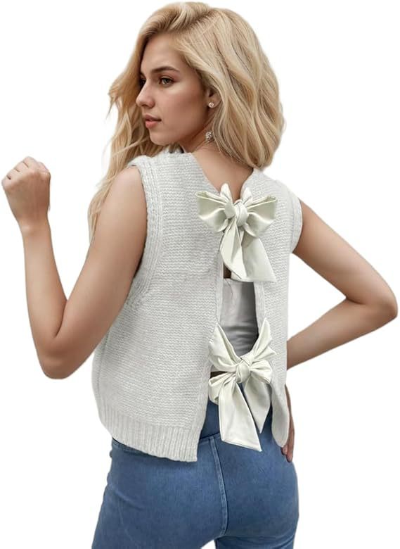 Damen Strickweste mit Schleifendetails Drune