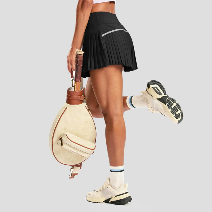 Damen Sportlicher Plisseerock mit integrierten Shorts Drune