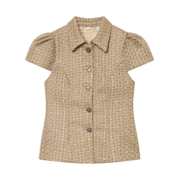 Damen modische Bluse im Tweed-Stil Drune