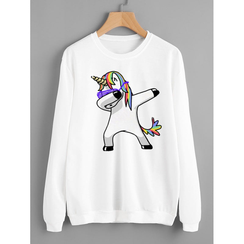 Damen Kapuzenpullover mit Einhorn-Dab-Print, Kängurutasche und weichem Baumwollmix Drune