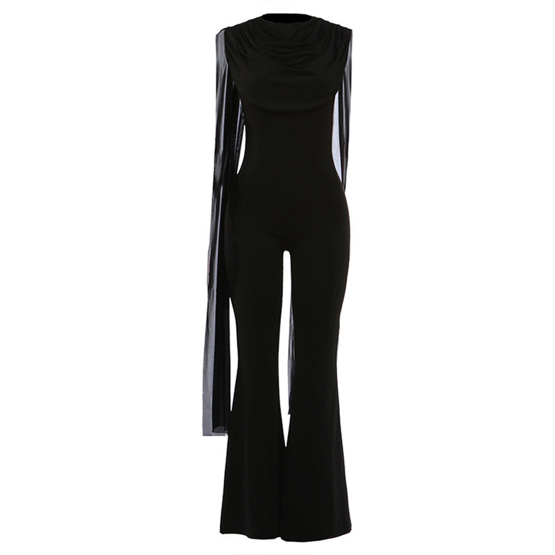 Damen Eleganter Jumpsuit mit Drapierung und weiter Beinführung Drune