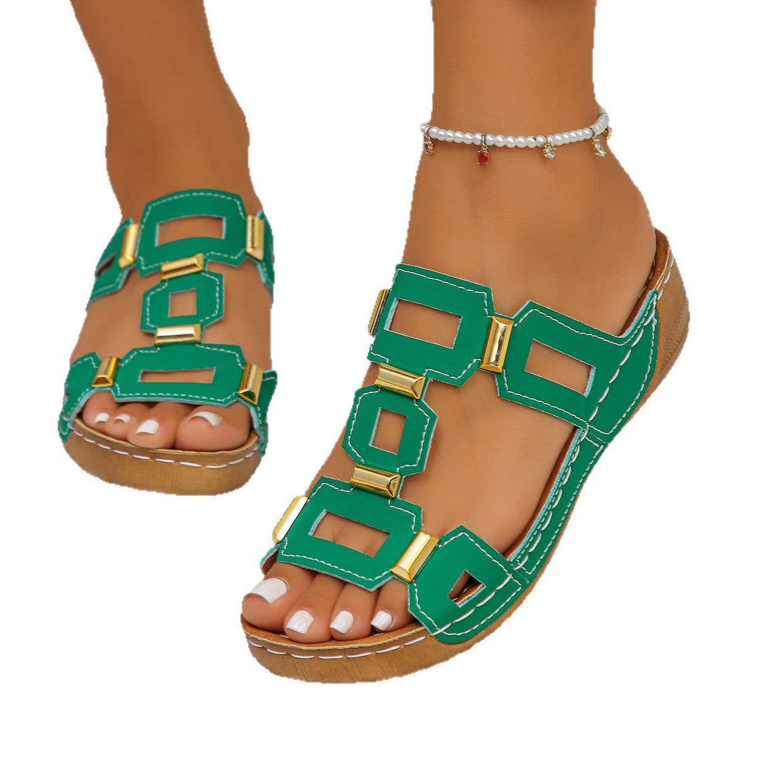 Damen Sandalen mit modischen Zierelementen und bequemem Fußbett Drune
