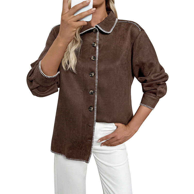 Damen Elegantes Overshirt aus Velourslederimitat Drune
