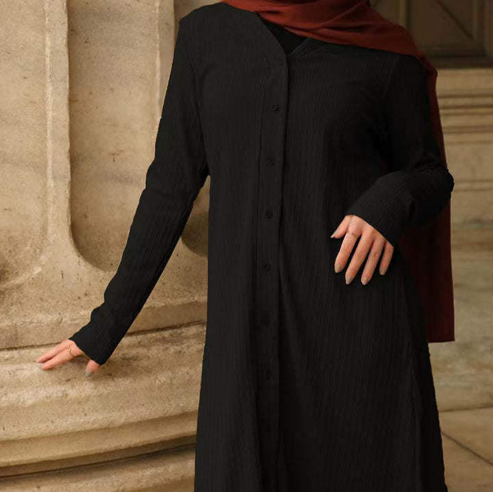 Damen Modestisches Knopf-Tunika-Set mit gerader Silhouette, langen Ärmeln und weitem Palazzo-Hosenbein Drune