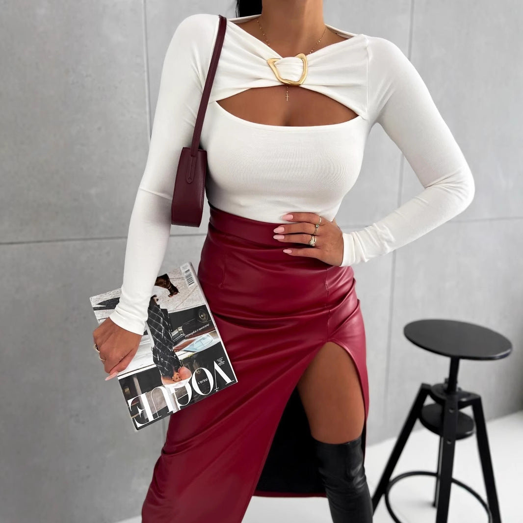 Damen modisches Oberteil mit elegantem Cut-Out und raffinierten Details Drune