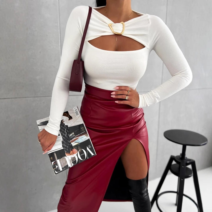 Damen modisches Oberteil mit elegantem Cut-Out und raffinierten Details Drune