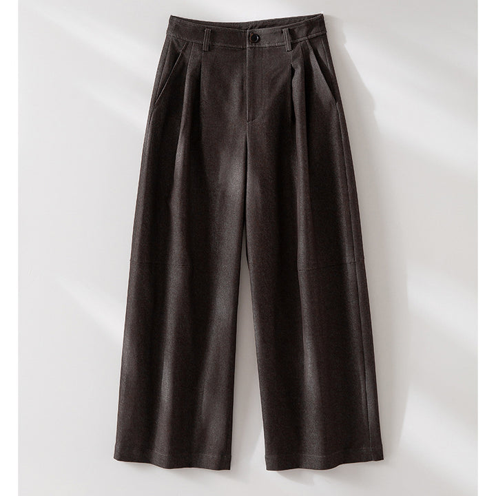 Damen Hochtaillierte weite Culotte-Stoffhose mit Bundfalten Drune