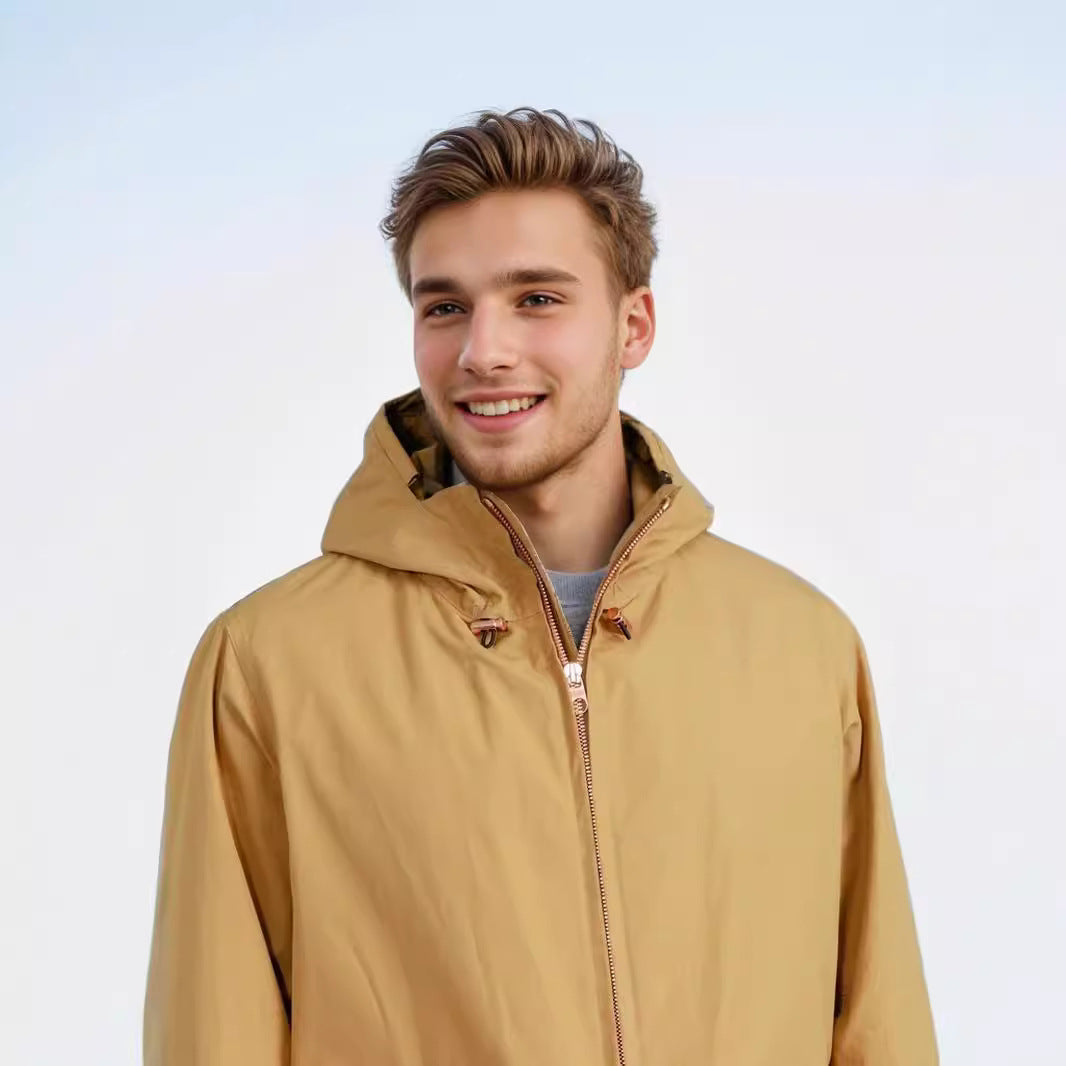 Herren Kurze wetterfeste Kapuzenjacke im Field-Style mit großen Pattentaschen Drune