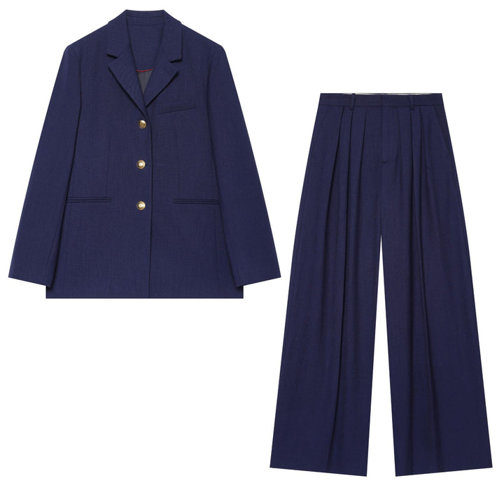 Damen Boxy‑Blazerjacke mit goldfarbenen Zierknöpfen und Leistentaschen Drune