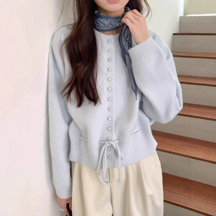 Damen lässige Strickjacke mit Knöpfen Drune