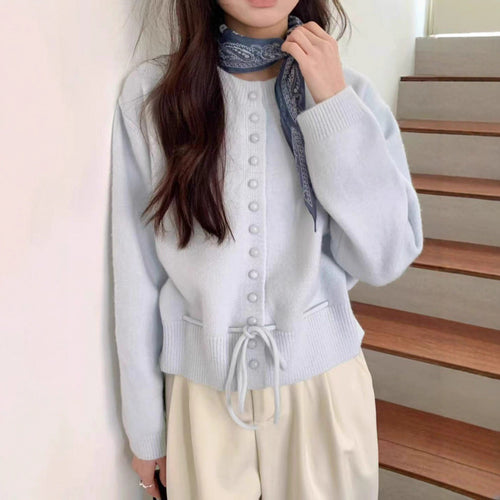 Damen lässige Strickjacke mit Knöpfen Drune