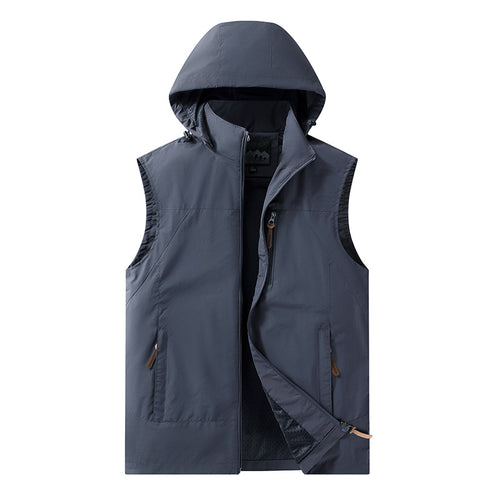 Herren Leichte outdoor‑Weste mit Kapuze, atmungsaktivem Meshfutter und wasserabweisender Shell Drune