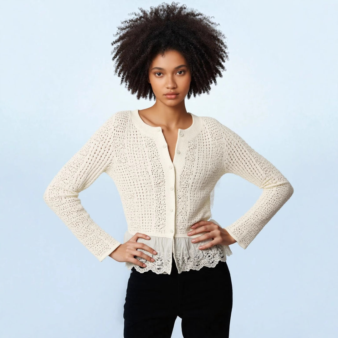 Damen Strickjacke mit voluminösem Saum und eleganten Details Drune