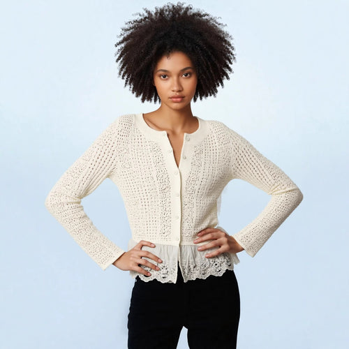 Damen Strickjacke mit voluminösem Saum und eleganten Details Drune