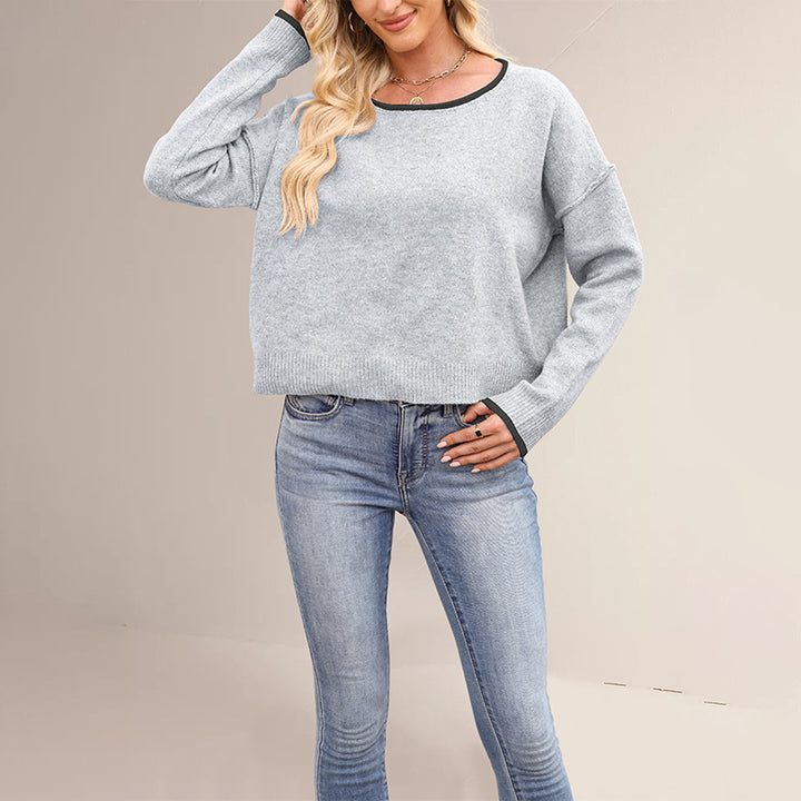 Damen lässiger Pullover mit weitem Schnitt und sanften Texturen Drune