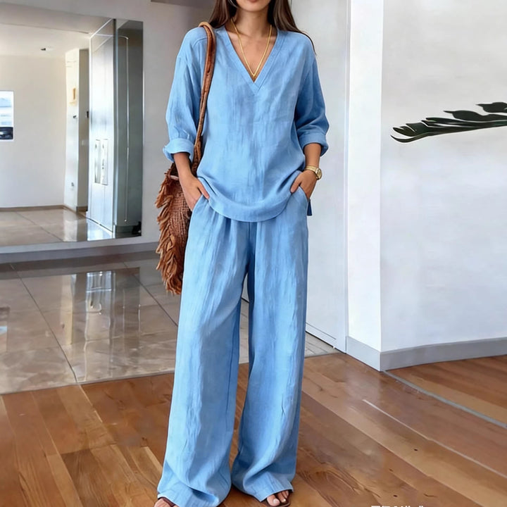 Damen Bequeme Leinen-Hose mit lässigem Schnitt und praktischen Taschen Drune