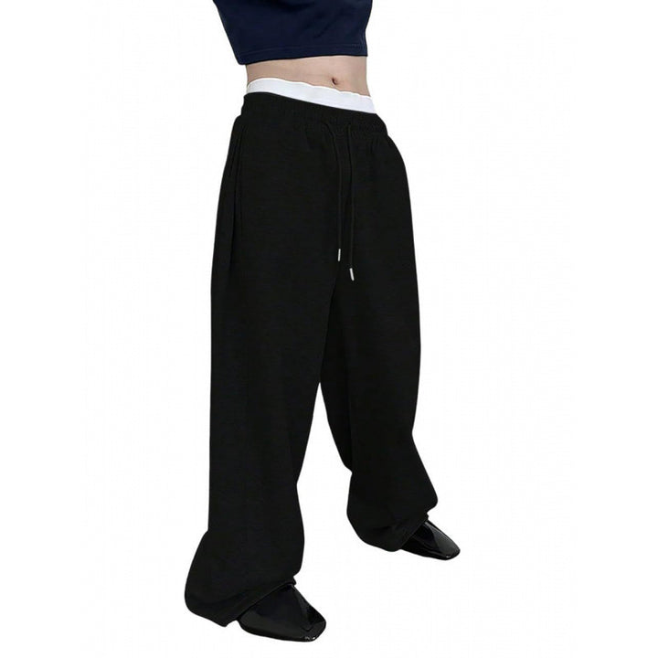 Damen nan weite Oversize Jogginghose mit tiefem Schritt, elastischem Bund und Kordelzug Drune