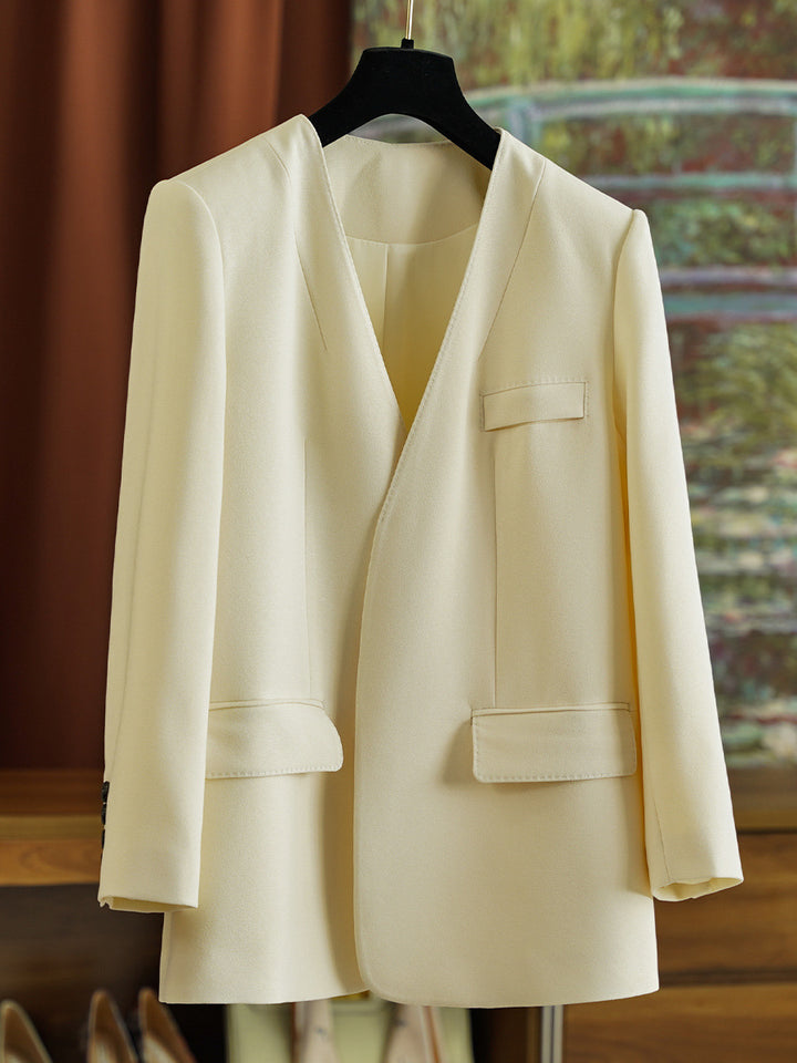 Damen Eleganter Blazer ohne Verschluss Drune