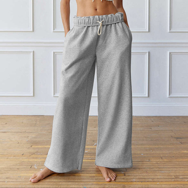 Damen weite Freizeit-Hose mit elastischem Bund und Kordelzug Drune