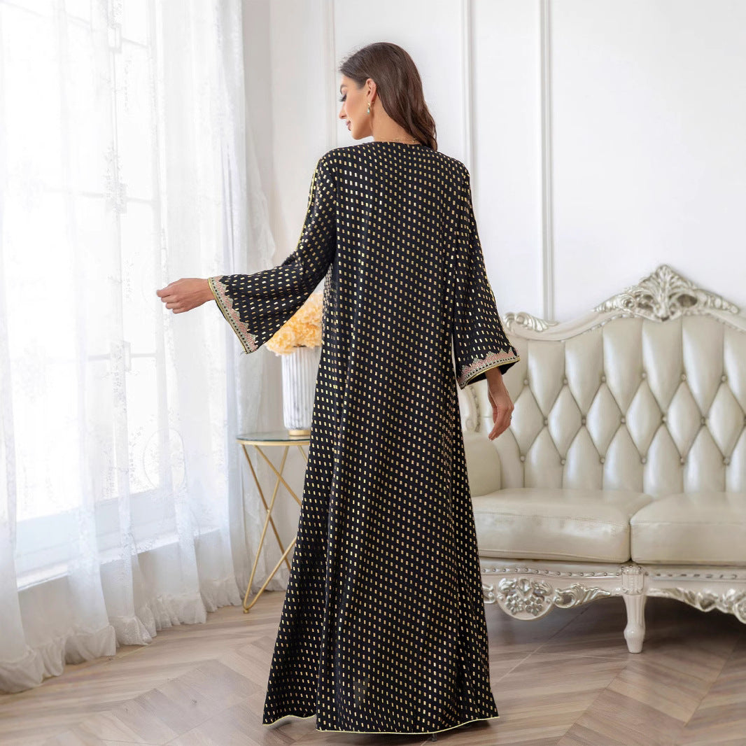 Damen Maxi-Kleid im eleganten Kaftan-Stil mit filigranen Verzierungen Drune